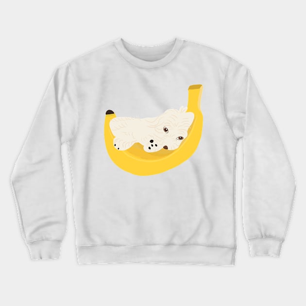 Cute Banana Maltipoo Crewneck Sweatshirt by PatternbyNOK